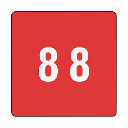 Smead Smead, NUMERICAL END TAB FILE FOLDER LABELS, 8, 1.5 X 1.5, RED, 250/ROLL 67428